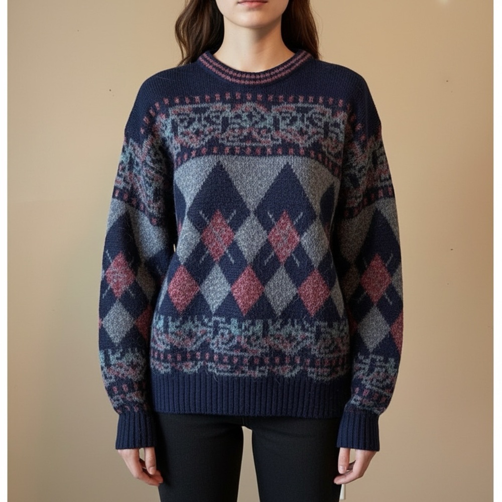 CAMPUS | Vintage Argyle Sweater Sz M